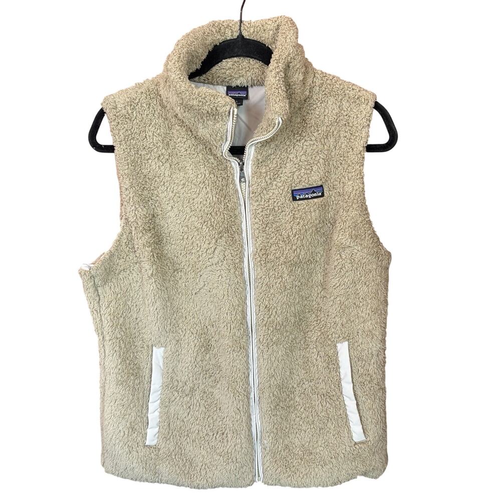 Patagonia Women’s Sz L Los Gatos Fleece Vest Full Zip Tan Granola Outdoor Cabin